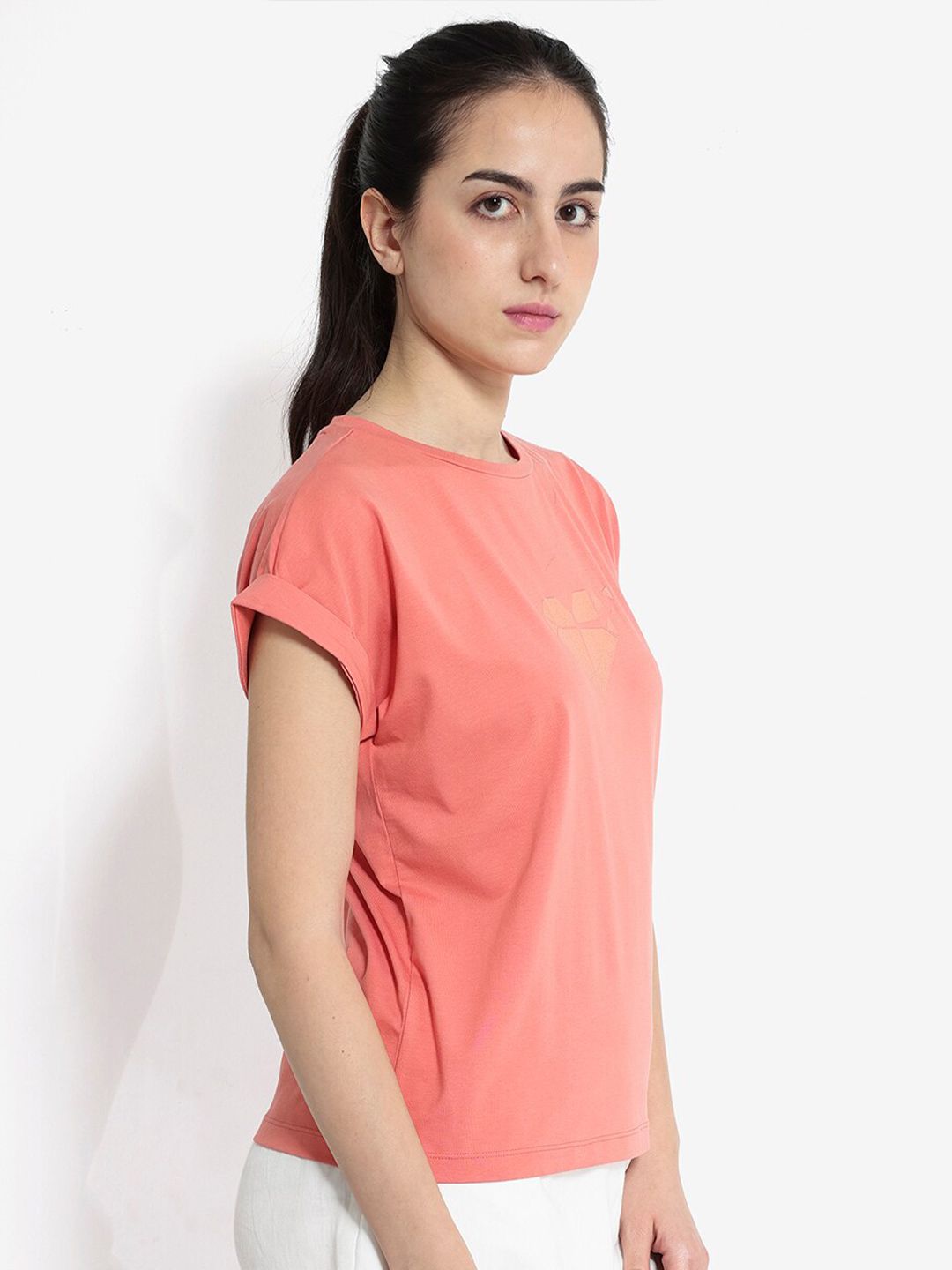 RAREISM Graphic Printed Round Neck Extended Sleeves Cotton T-shirt