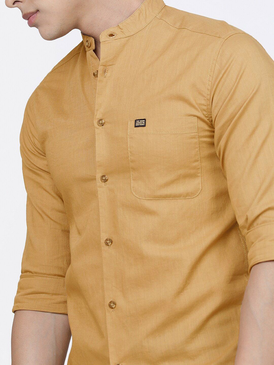 The Indian Garage Co Men Khaki Pure Cotton Casual Shirt