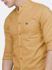 The Indian Garage Co Men Khaki Pure Cotton Casual Shirt