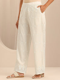 Libas Cotton Embroidered Round neck  Tunic Top and Slip on Palazzo
