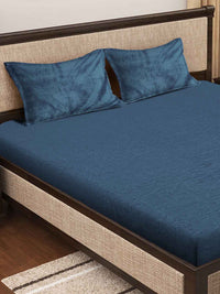 Myntra Elegant Homes Solid Fitted 300 TC King Woolen Bedsheet & 2 Pillow Covers-250X225cm