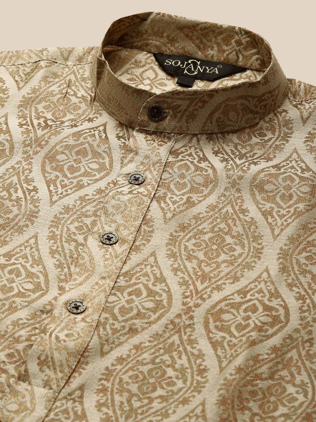 SOJANYA Ethnic Motifs Woven Design Jacquard Silk Kurta With Churidar