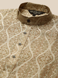 SOJANYA Ethnic Motifs Woven Design Jacquard Silk Kurta With Churidar