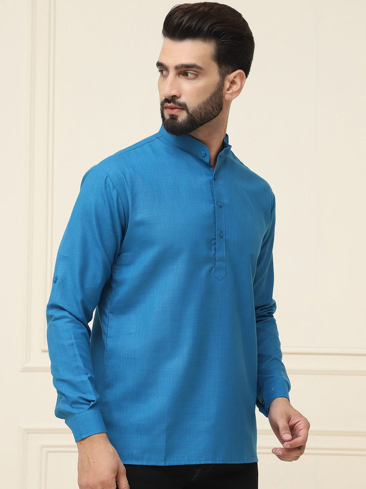 SOJANYA Lengan Roll-Up Kolar Band Kurta Lurus