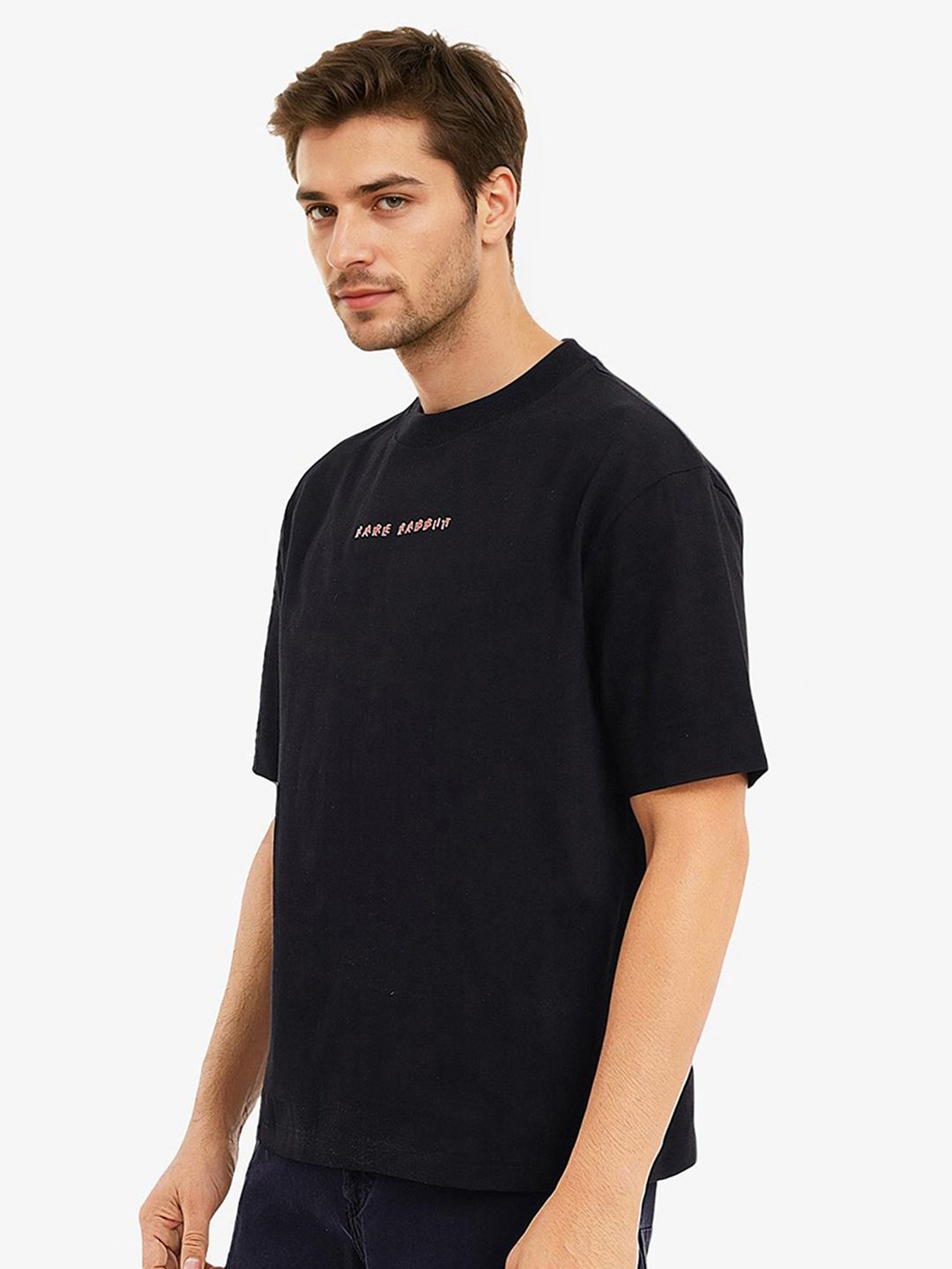 RARE RABBIT Men Graphic Printed Round Neck Cotton Oversized T-Shirt