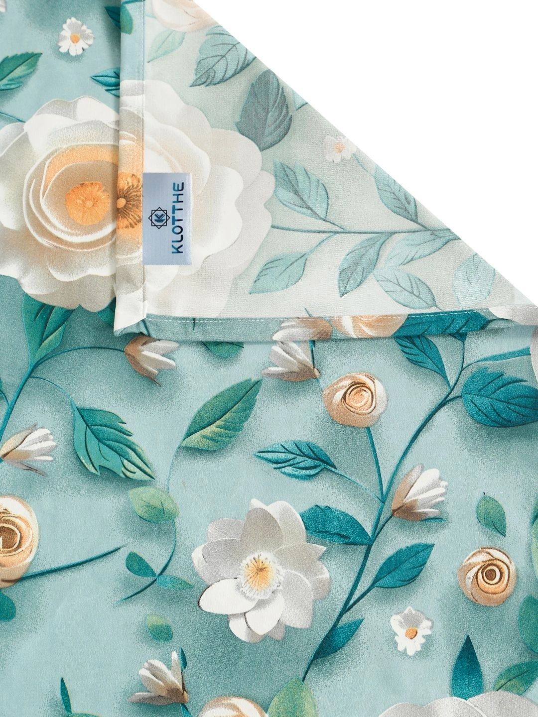 Moda Rapido X KLOTTHE Turquoise Biru & Putih Bunga 300 TC Cadar King dengan 2 Sarung Bantal