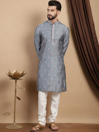 Anouk Floral Embroidered Regular Thread Work Straight Kurta With Churidar