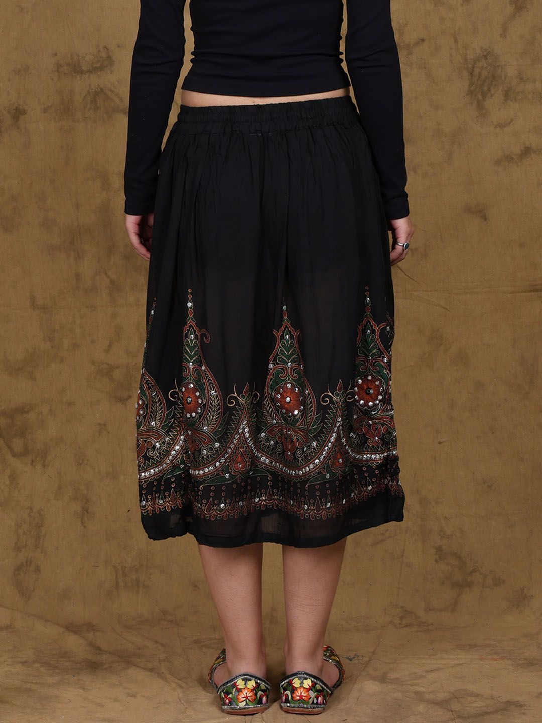 Exotic India Embellished A-Line Mini Skirt