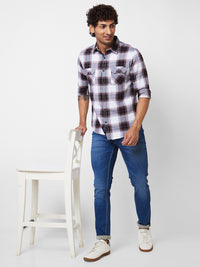 SPYKAR Spread Collar Long Sleeves Tartan Checks Cotton Casual Shirt