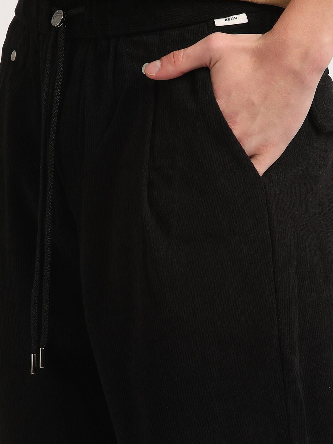 THE BEAR HOUSE Men Relaxed Loose Fit Corduroy Cotton Regular Trousers