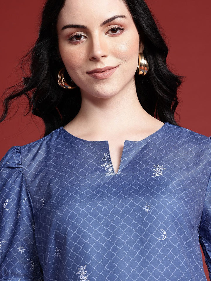 Anouk Checked Puff Sleeve Kurta