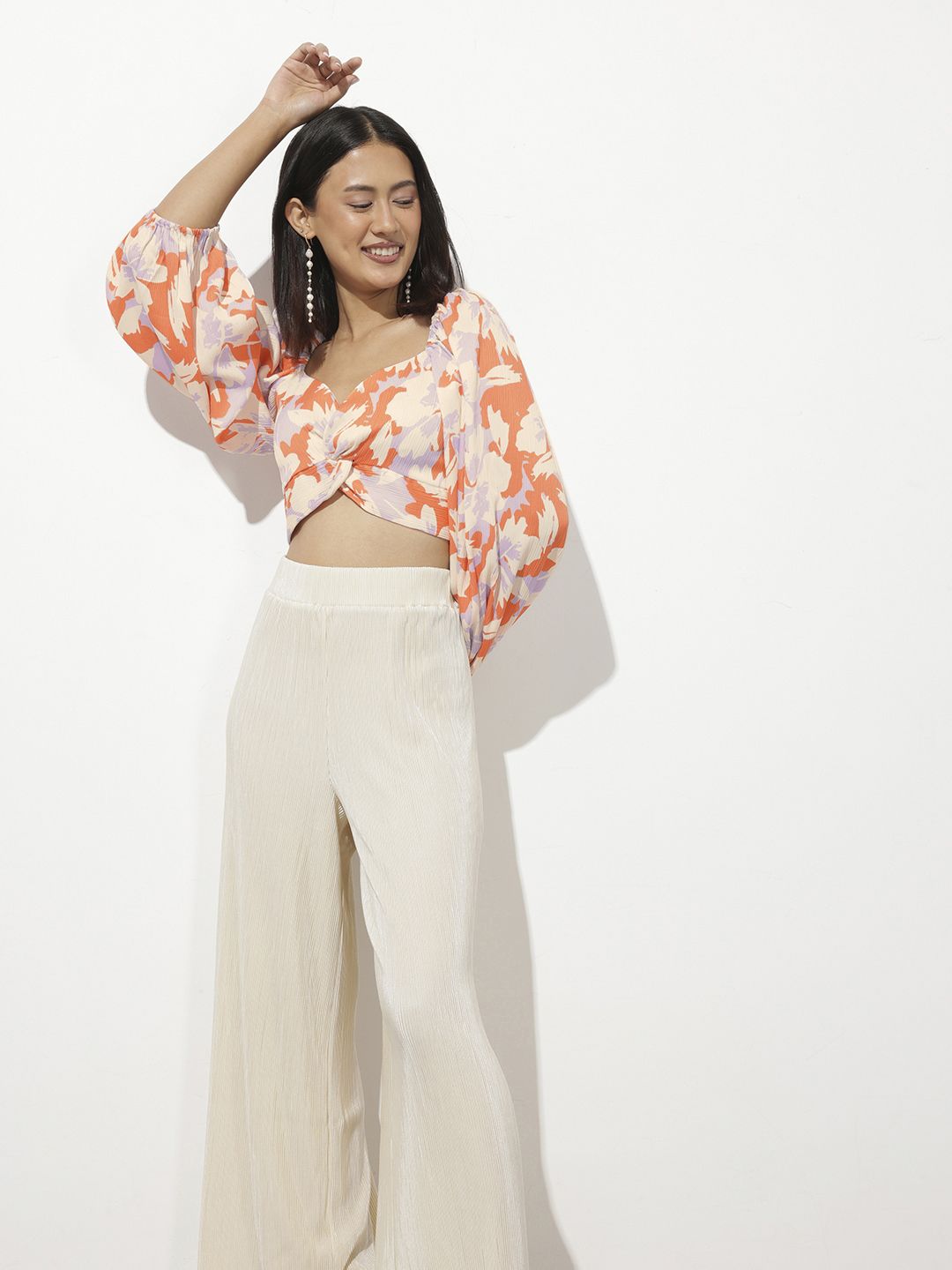DressBerry English Garden Escape Smocked Twisted Crop Top