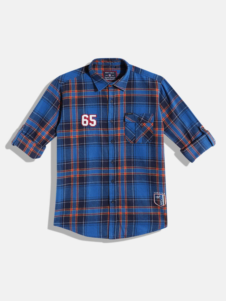 Monte Carlo Boys Tartan Checked Casual Smart Fit Shirt