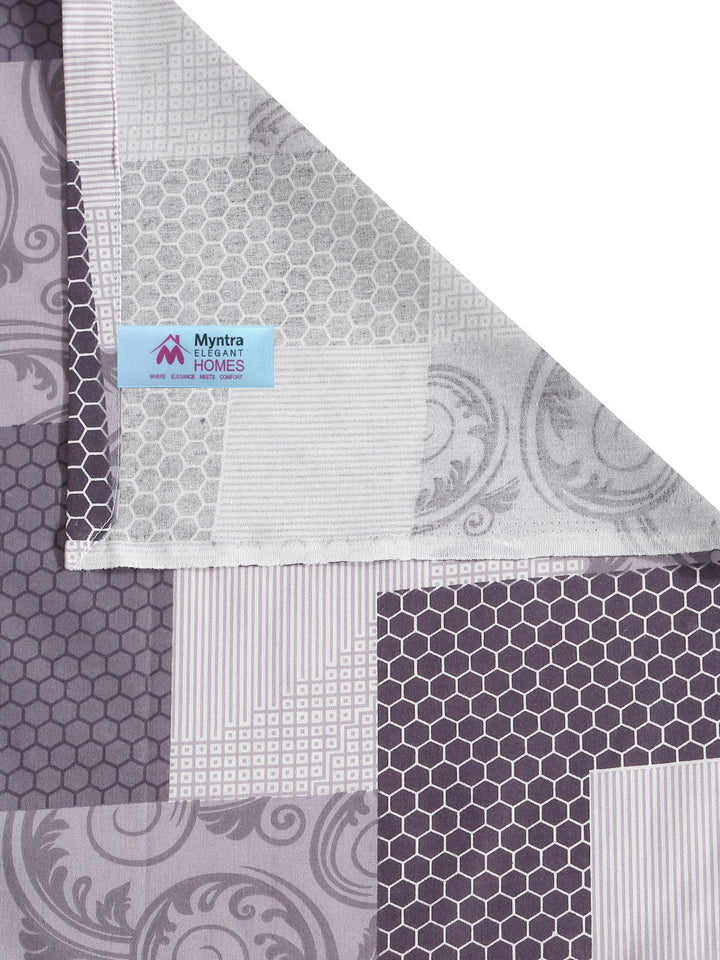 Myntra Elegant Homes Purple & White Geometric 400 TC Single Bedsheet with 1 Pillow Covers
