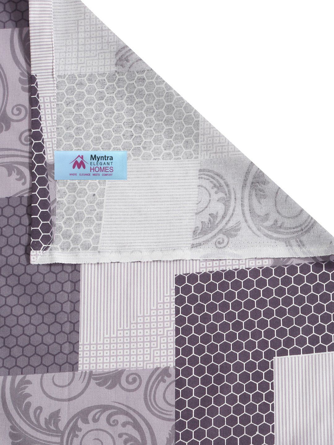 Myntra Elegant Homes Purple & White Geometric 400 TC Single Bedsheet with 1 Pillow Covers