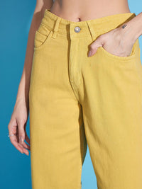 SASSAFRAS Women Stylish Mustard Relaxed Fit Jeans