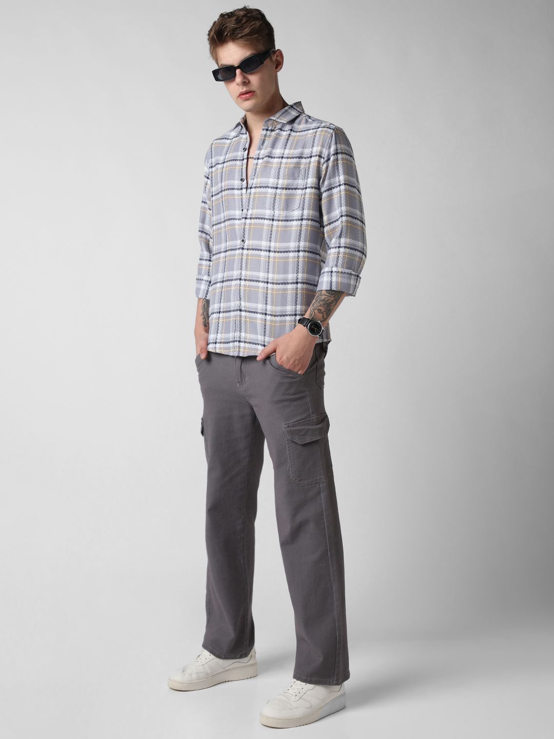VASTRADO Men Classic Slim Fit Opaque Checked Casual Shirt