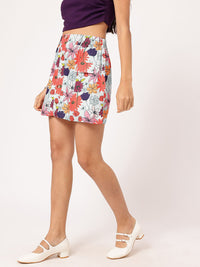 DressBerry Floral Mania Mock Cargo Straight Mini Skirt