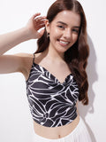DressBerry Monochrome Maniac Cowl Neck Strappy Crop Top