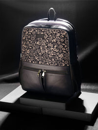 ZOUK Women Floral Printed Vegan Leather Backpack With Compression Straps-Up to 16 inch