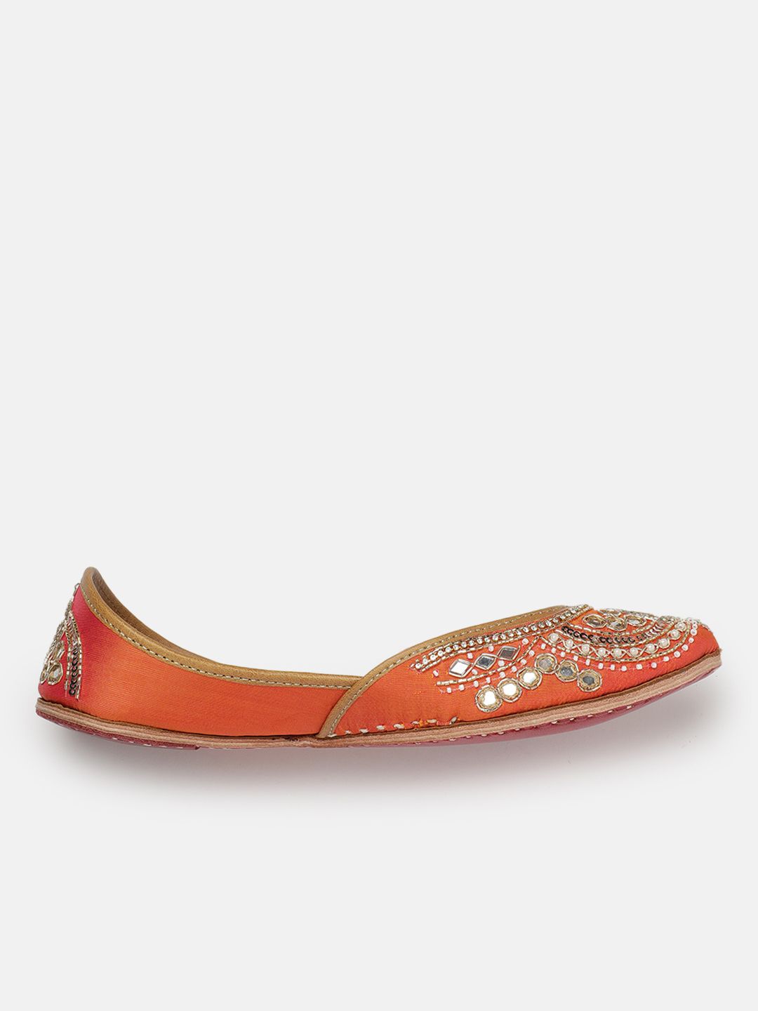 House of Pataudi Women Woven Design Ethnic Embellished Mojaris