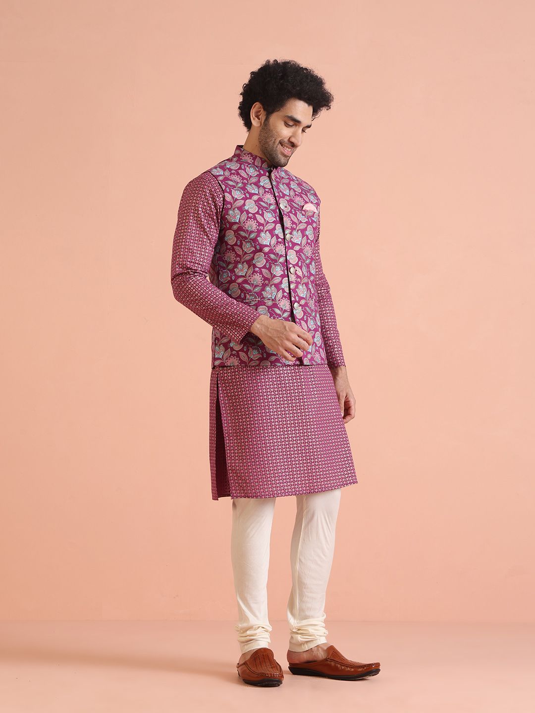 KISAH Printed Pure Cotton Nehru Jacket