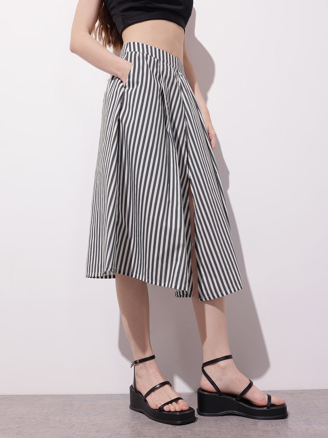DressBerry The Y2K Stripe Remix Angular Accents Midi Skirt