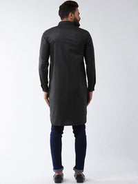 SOJANYA Lelaki Black Solid Pathani Kurta