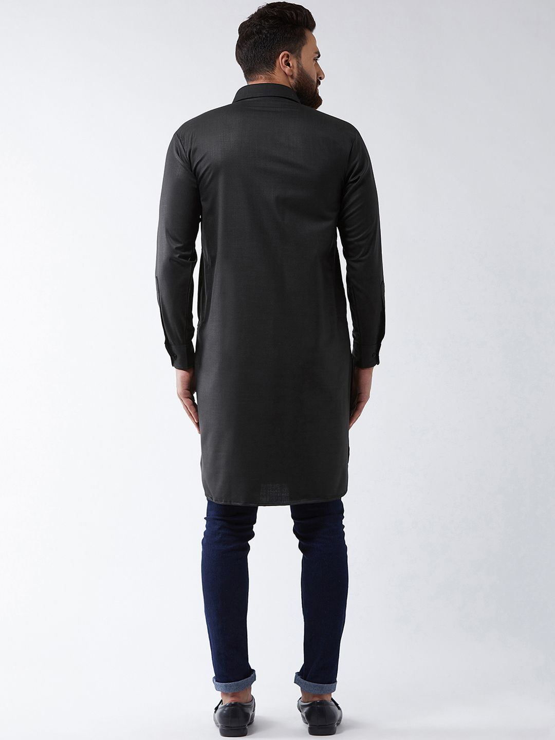 SOJANYA Men Black Solid Pathani Kurta