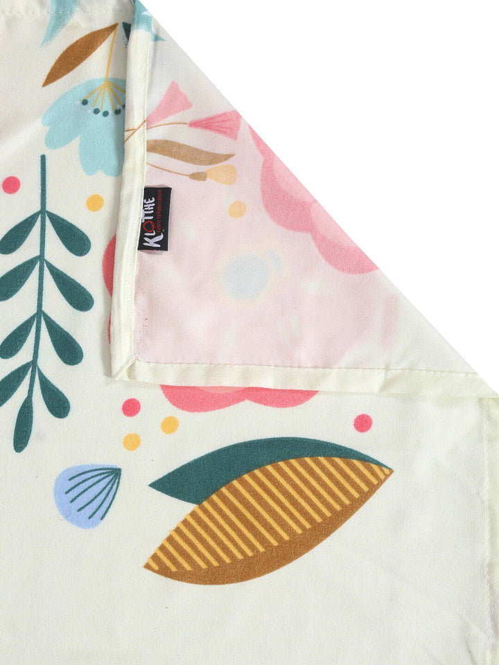 KLOTTHE White Floral Polycotton 210 TC Cadar Katil Single dengan Sarung Bantal-87 x 59 inci