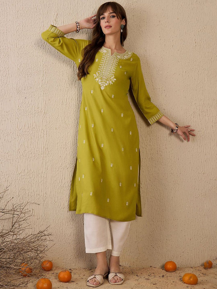 Indo Era Women Ethnic Motifs Embroidered Thread Work Kurta