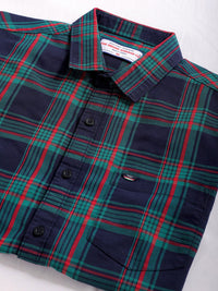 The Indian Garage Co Men Spread Collar Tartan Checked Cotton Slim Fit Casual Shirt