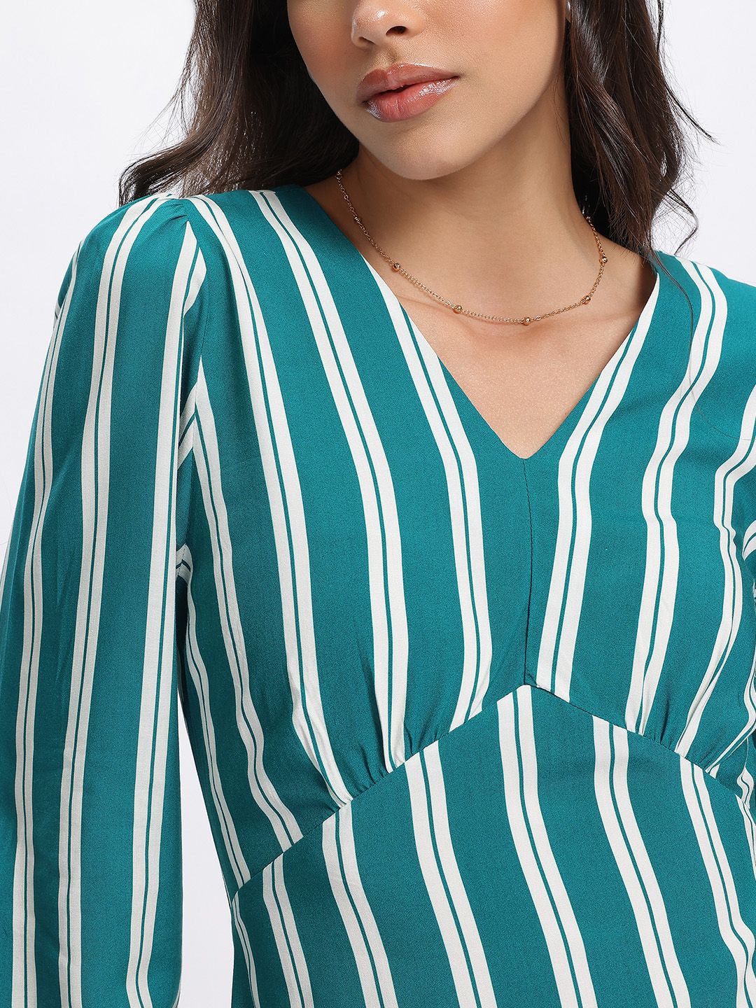 DressBerry Striking Stripes Styled Back Empire Mini Dress