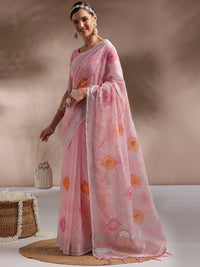 Saree mall Pink & Orange Ethnic Motifs Printed Gotta Patti Saree