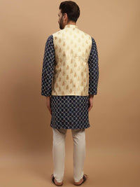 SOJANYA Kurta Biasa Sulam Geometrik Dengan Jaket Churidar & Nehru
