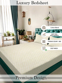 Myntra Elegant Homes Beige Geometric 300 TC King Bedsheet with 2 Pillow Covers