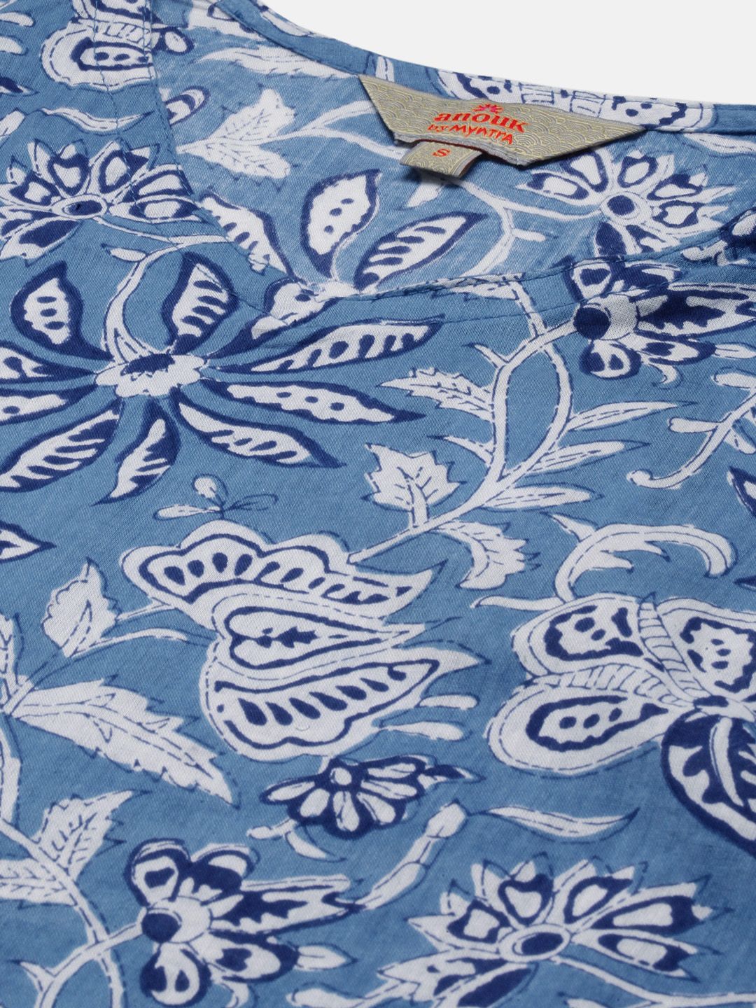 Anouk Women Blue & White Ethnic Motifs Printed Kurta