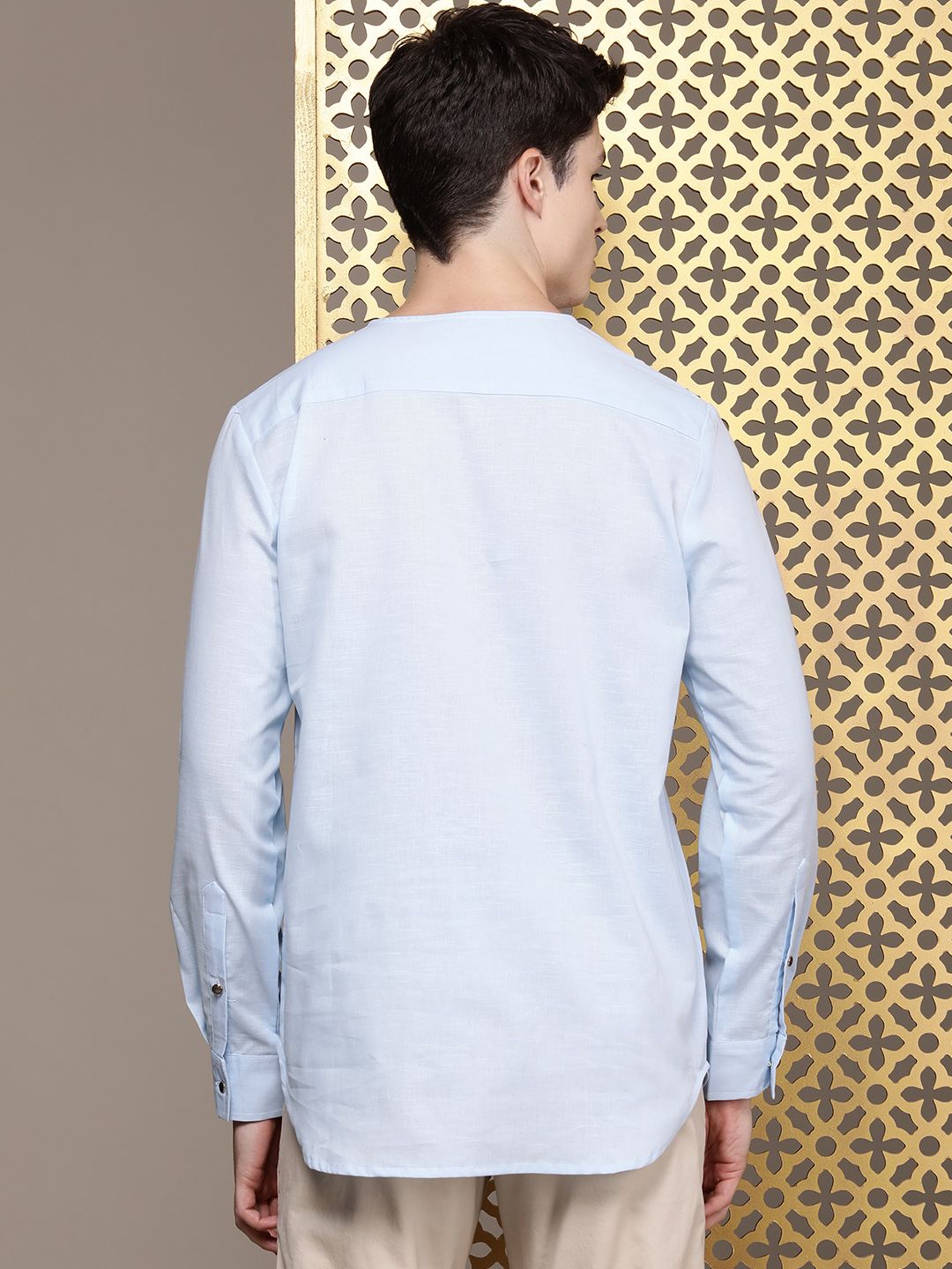 House of Pataudi Solid Round-Neck Rozana Kurta