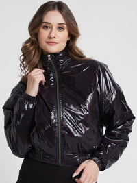 SPYKAR Mock Collar Reversible Bomber Jacket With Faux Fur Trim