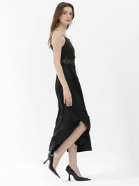 RAREISM Shoulder Straps Lace Inserts Fit & Flare Midi Dress