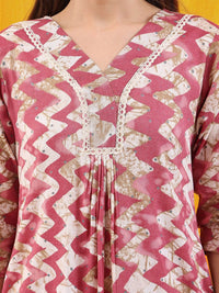 KALINI Chevron Printed V-Neck Straight Kurta With Palazzo And Dupatta