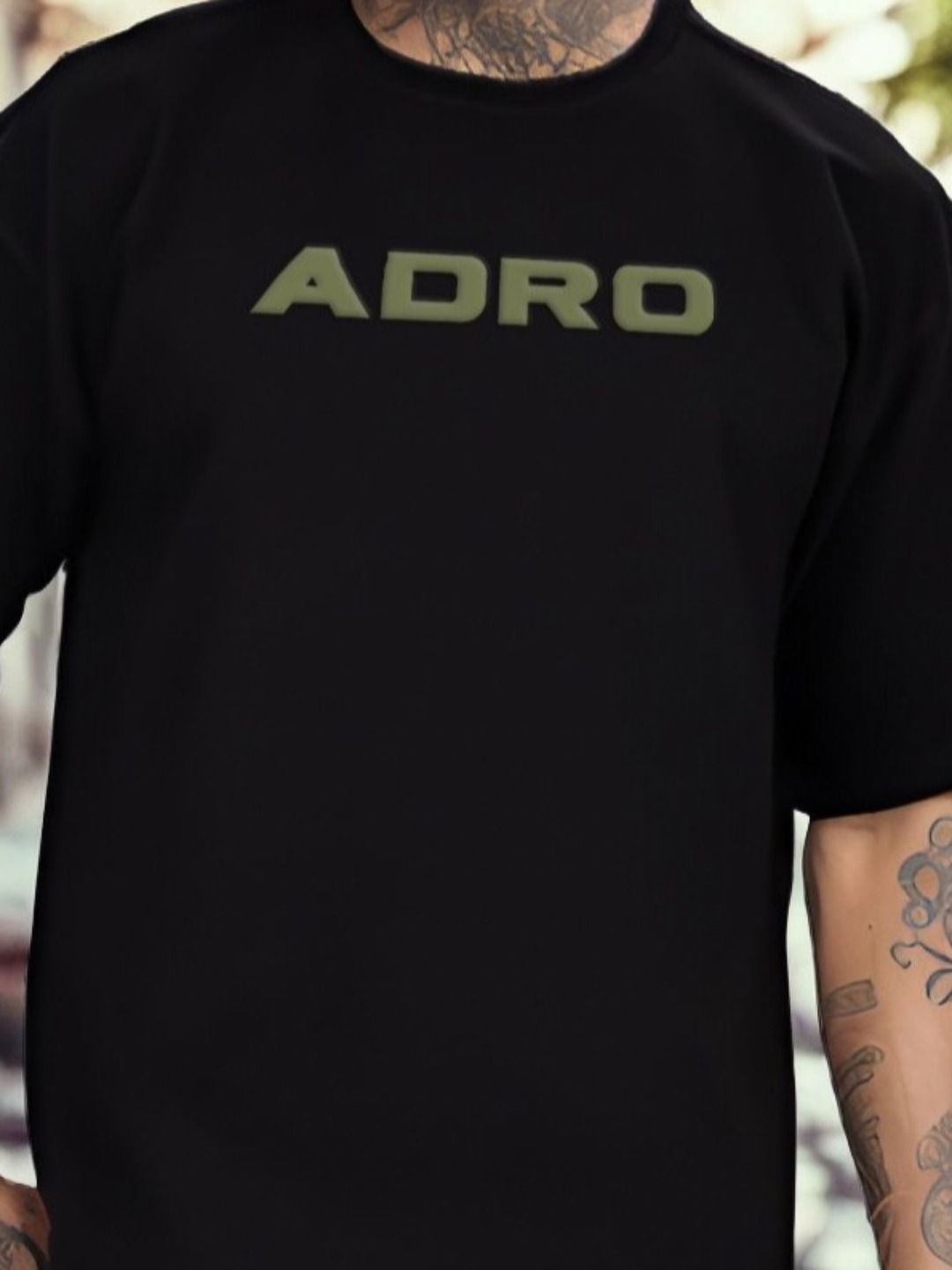ADRO Graphic Printed Drop-Shoulder Sleeves Cotton Oversized T-shirt