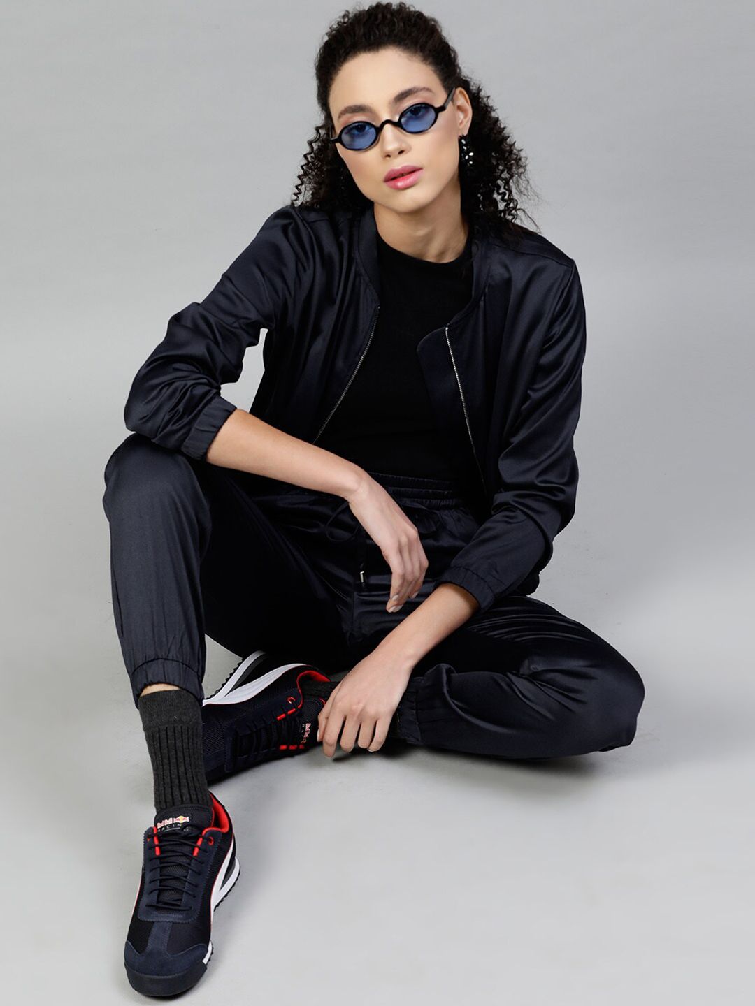 STREET 9 Women Navy Blue Solid Lightweight Sporty Jacket
