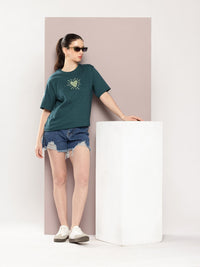 Dillinger Wanita besar sulaman krew tshirt