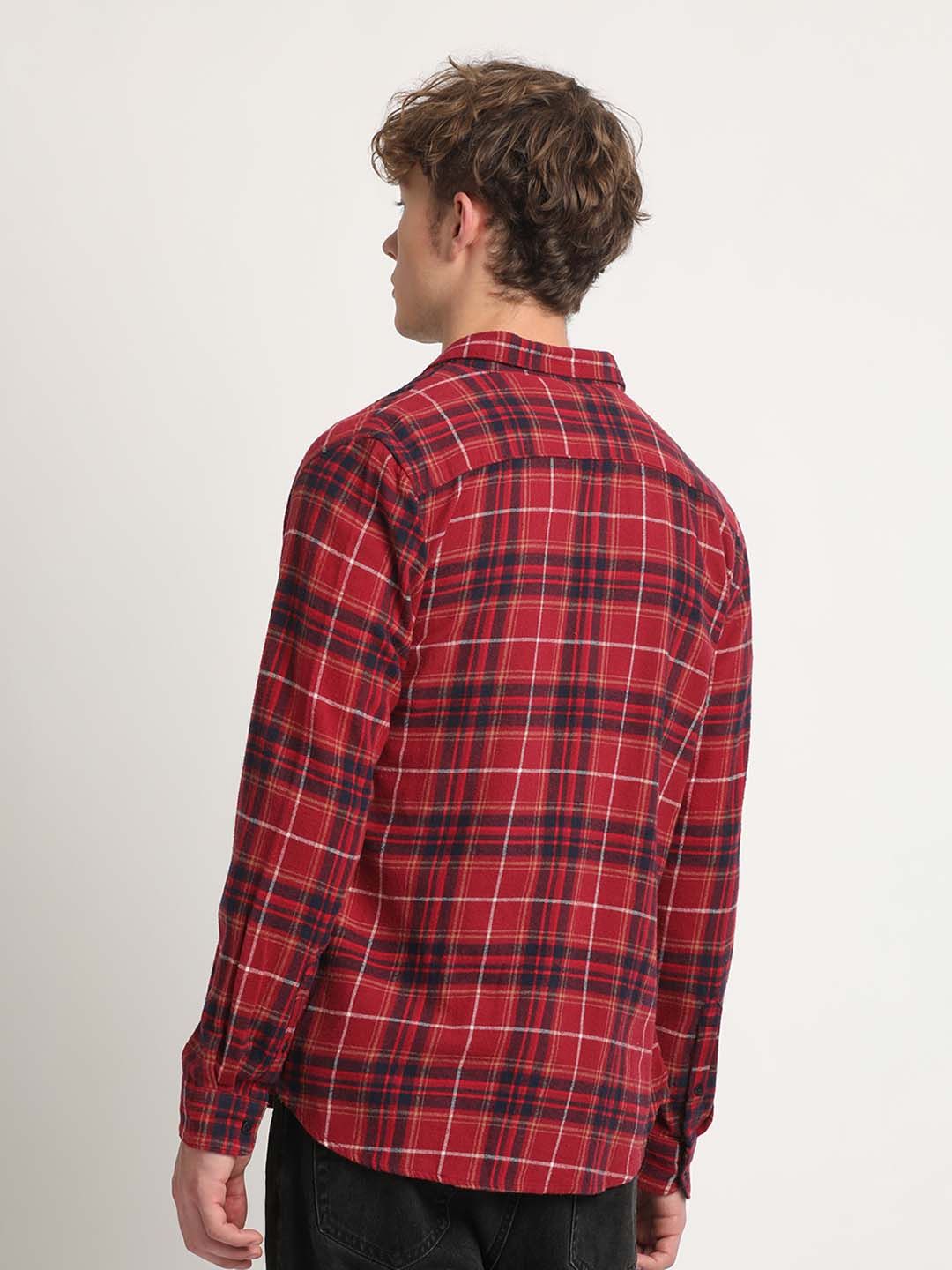THE BEAR HOUSE Tartan Checked Cotton Slim Fit Opaque Casual Shirt
