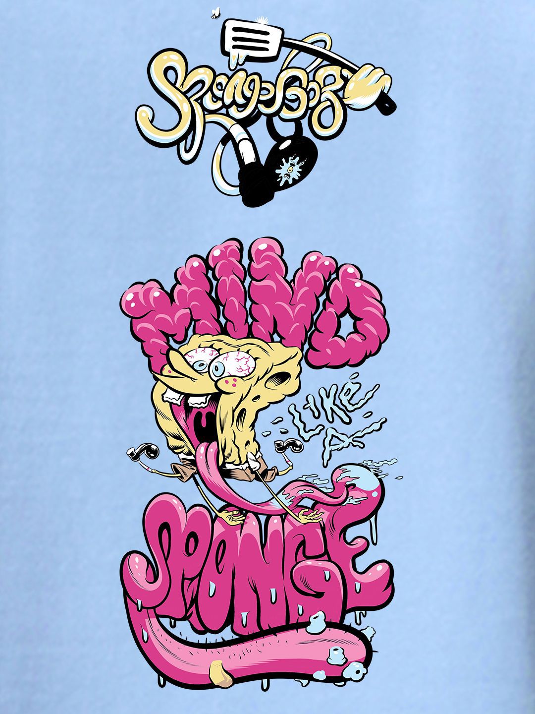 Bewakoof Men Typography Printed Round Neck Oversized Spongebob T-shirt