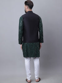 SOJANYA Men Embroidered Sequinned  Pure Cotton Kurta With Pyjamas & Nehru Jacket