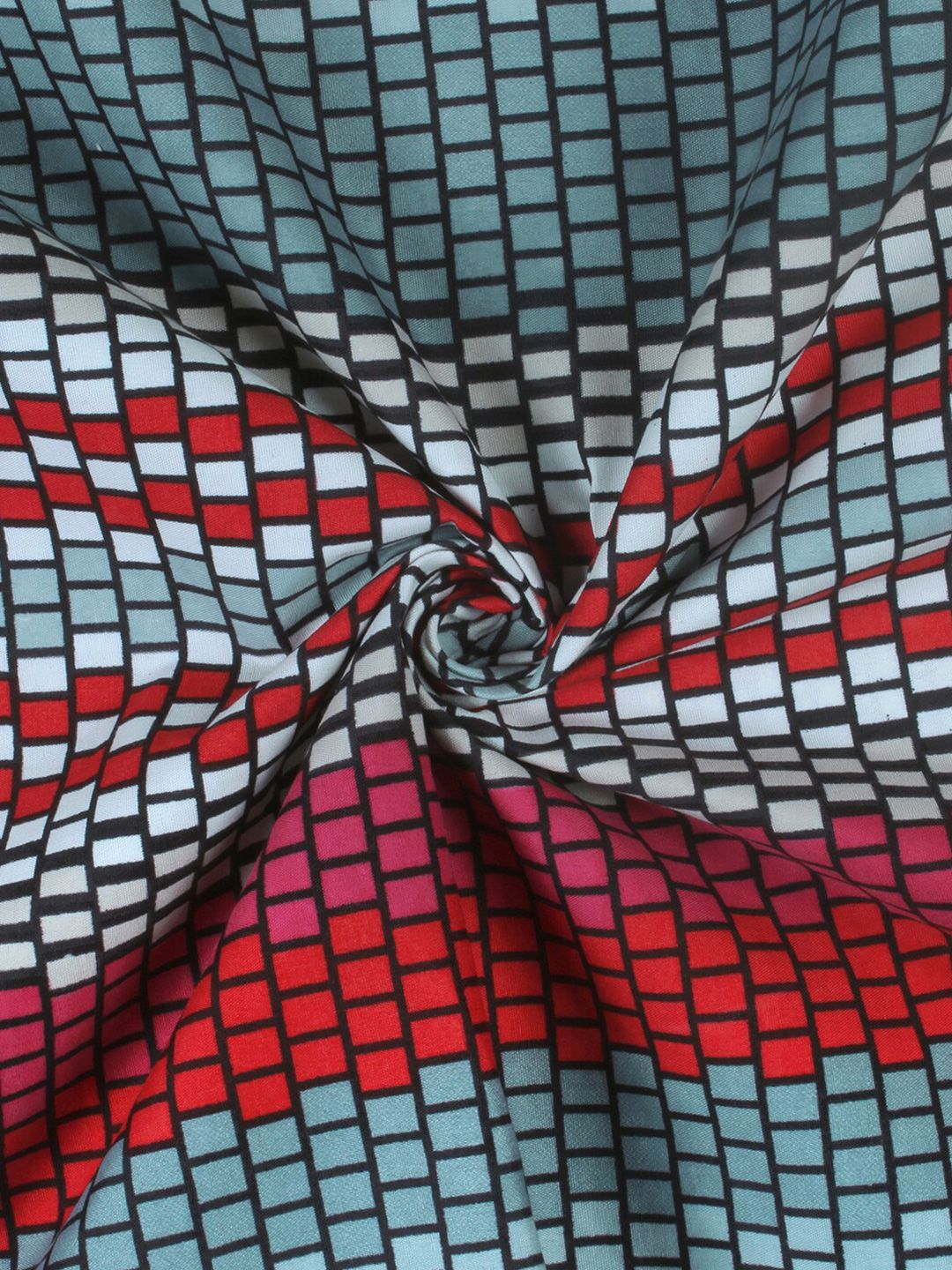 Story@home Grey & Red Striped 180 TC Flat Queen Bedsheet with 2 Pillow Covers