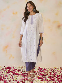 Indo Era Women Ethnic Motifs Embroidered Thread Work Floral Kurta