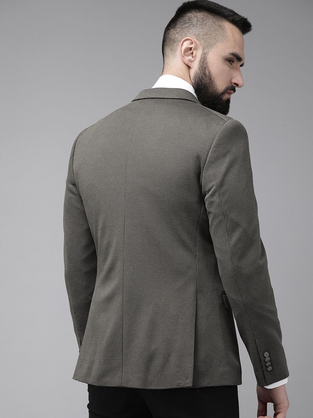 Park Avenue Super Slim Fit Self Design Single Breasted Formal Blazer